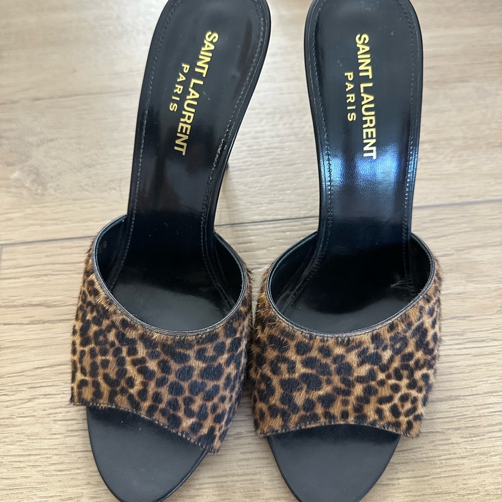 Saint Laurent Leopard Print Mules